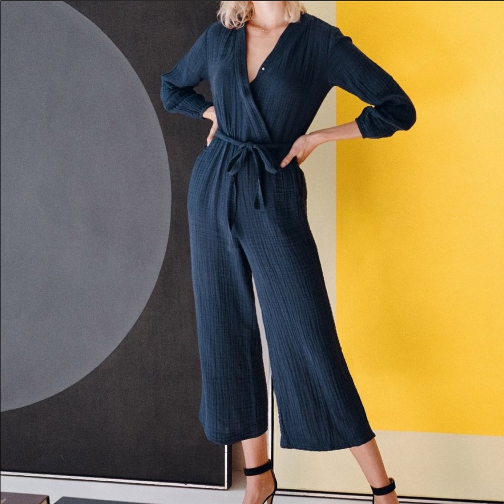 Anthropologie Sundry Navy Gauze Romper NWT